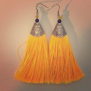 Yellow tassel earrings